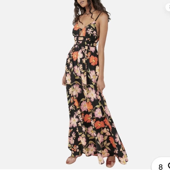 FREE PEOPLE Wisteria Floral Print Maxi Dress | Sz M, Black Multi | NWT - Picture 7 of 10